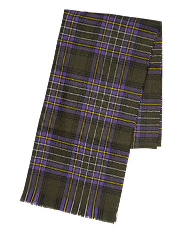 Joshua Ellis Featherweight Plaid Brushed 100% Cashmere  Scarf Khaki x Lavendar